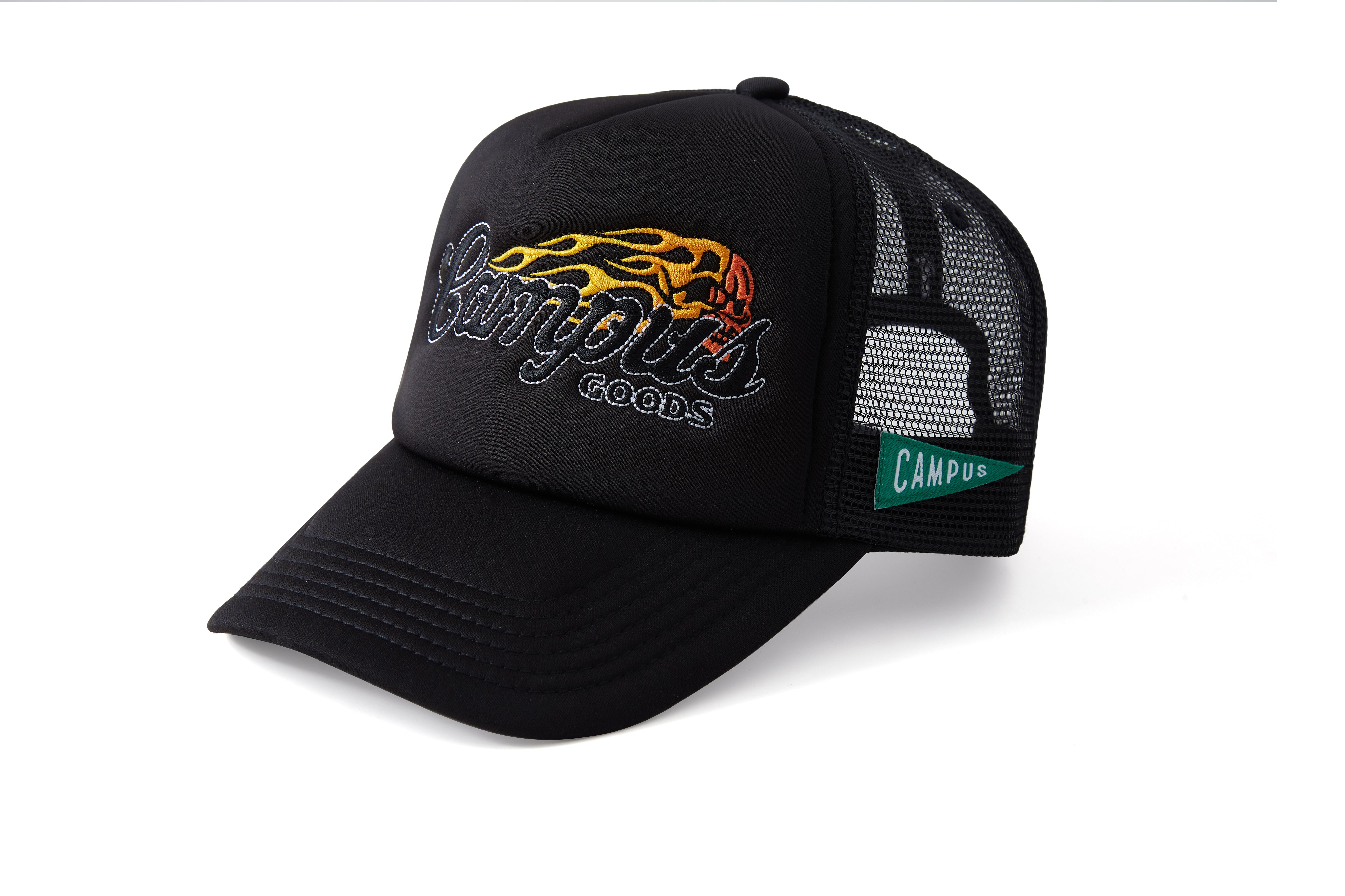 Road Trip Trucker Snapback Hat (Black/Black)